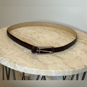Banana Republic Mahogany Brown Leather Belt with Silver Buckle Size M Thin